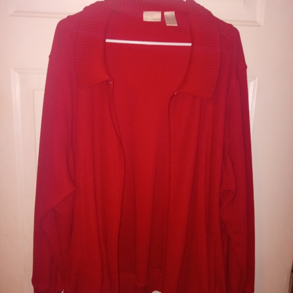 Koret K-Wear Red Zippered Cardigan/Jacket Warm/Thick 2X ♥️ - Picture 4 of 7